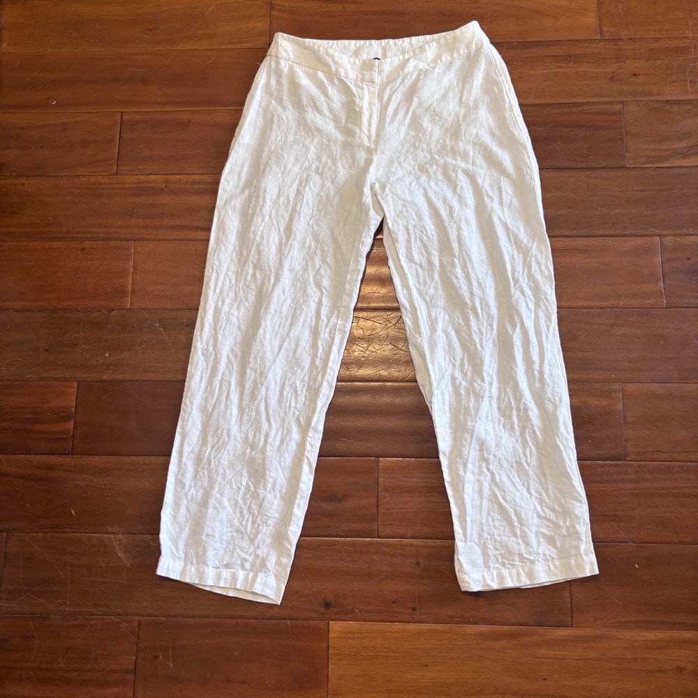 Eileen Fisher 100% Irish Linen Straight Leg Pants Minimalist Capsule /Sz PM